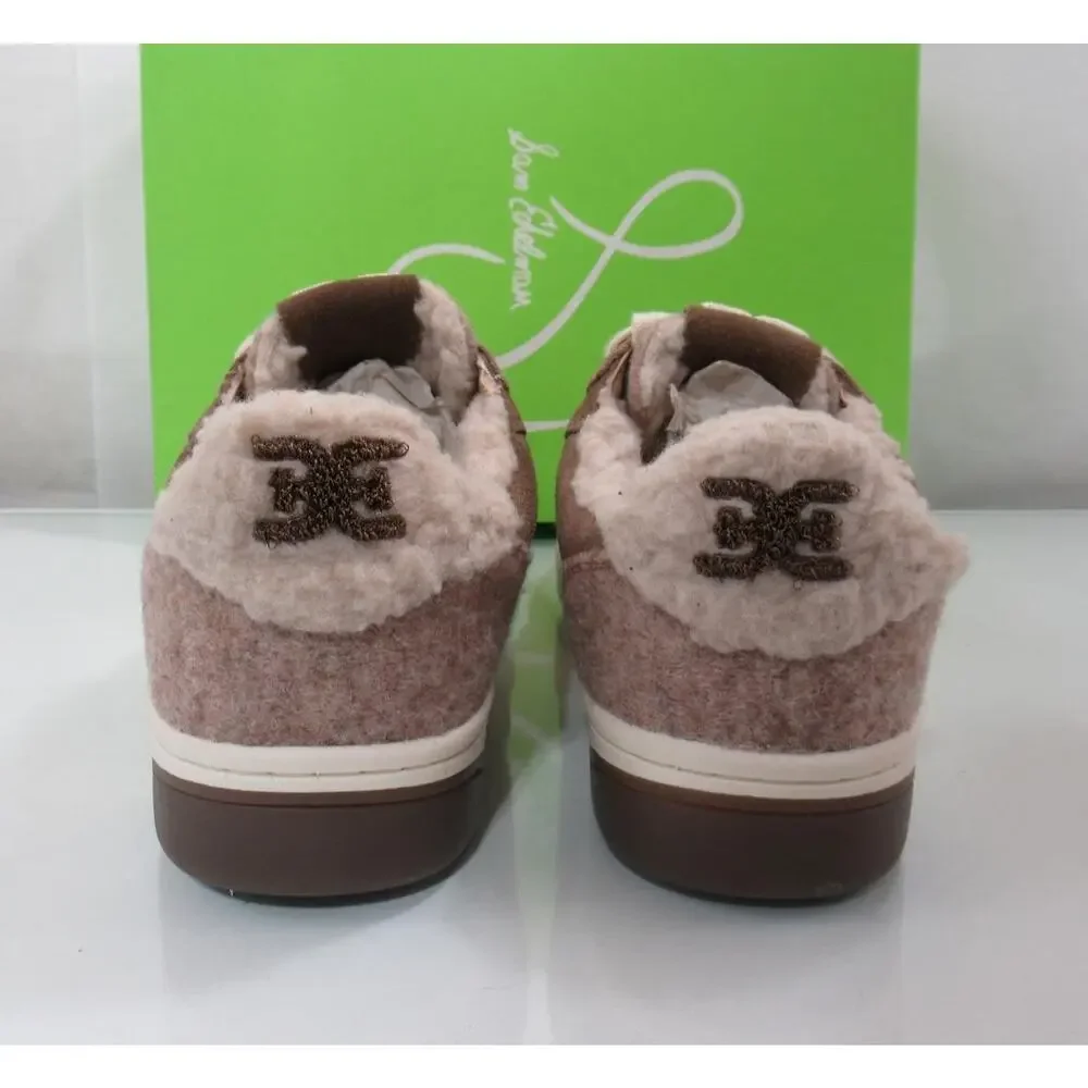 Women's Shoes Sam Edelman Harper Cozy Lace Up Sneakers Taupe Fabric Size 7